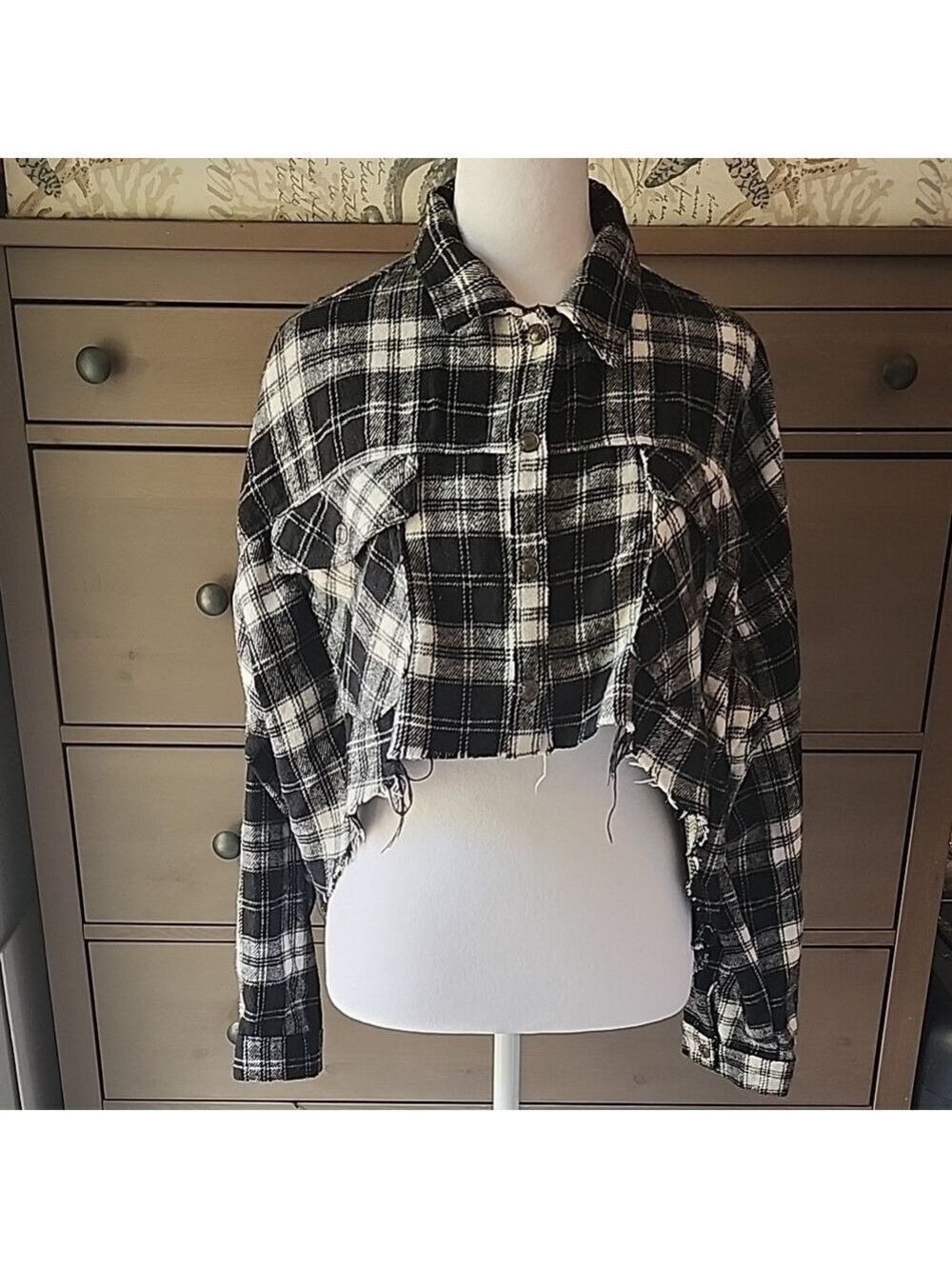 BBJ LOS ANGELS Black and White Plaid Cropped Jacket